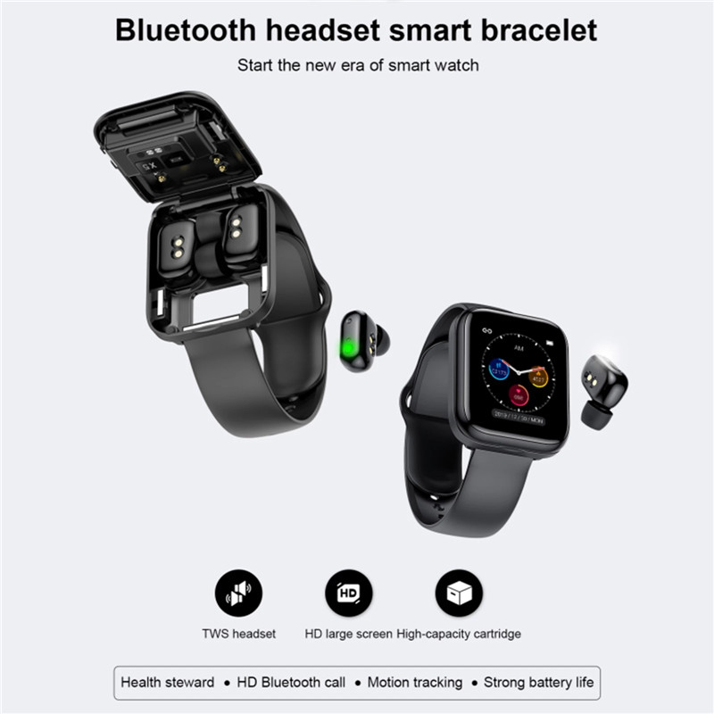 Newest 2 in 1 Smart watch with Earbuds Wireless TWS Earphone X5 Headphone Heart Rate Monitor Full Touch Screen Music Fitness Smart