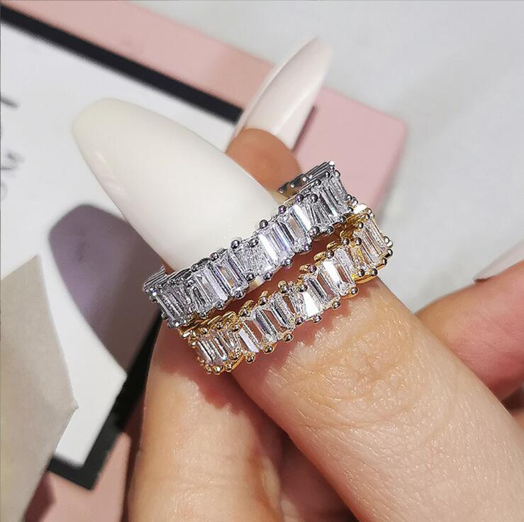 Choucong Sterg Sier Princess Cut Multicolor CZ Eternity Ring