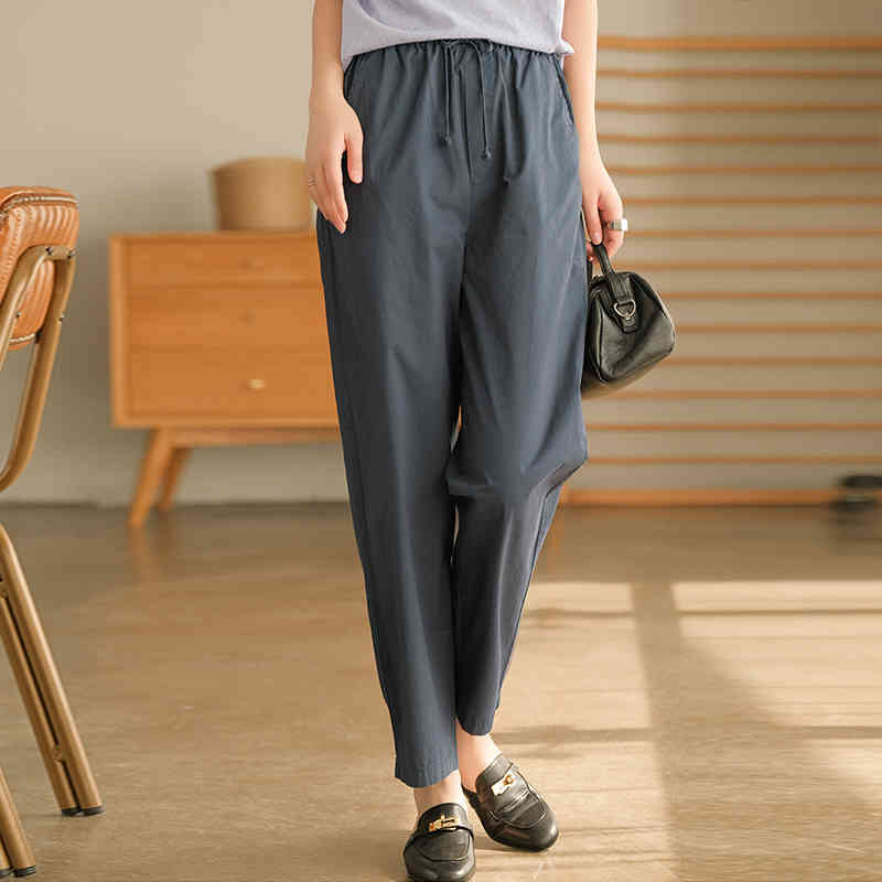 Johnature Women Solid Color Cotton All-match Straight Pants Summer Casual Loose Simple Elastic Waist Ankle-Length Pants 210521, Khaki
Johnature Women Solid Color Cotton All-match Straight Pants Summer Casual Loose Simple Elastic Waist Ankle-Length Pants 210521, Khaki