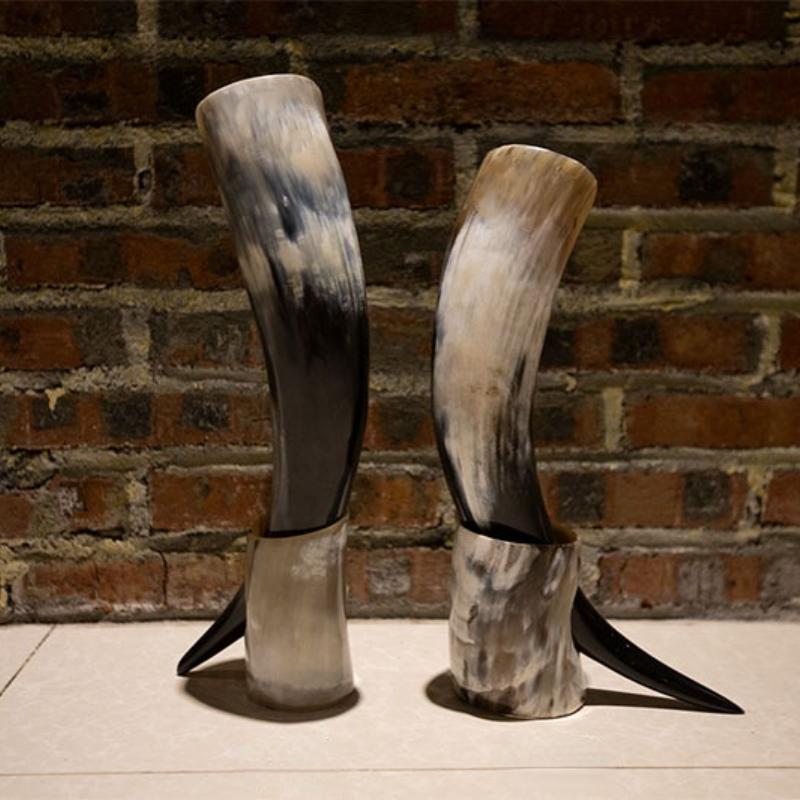 Mugs Handicrafts Real Viking Drinking OX Horn Mug Stand Cups Home Ale Beer Wine Whisky Goblet Chalice Tankard Vessels Handmade Bea8141809