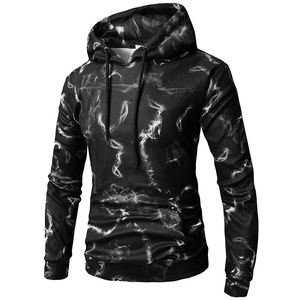 Fashion Fleece Men's Digital Printed 4-color Hoodies Sweater in Autumn and Winter Coat