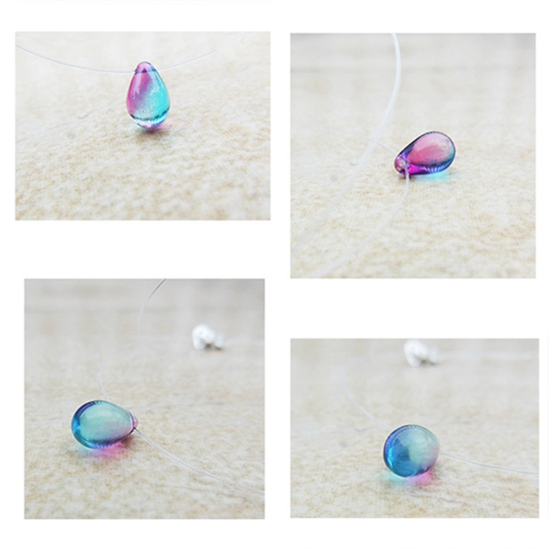 Mermaid's Tears Necklace Ocean Sea Invisible Transparent Fishing Line Short Chain Beach Pendants
