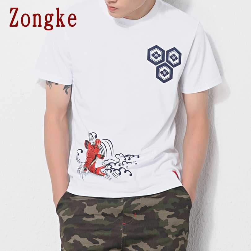 Zongke Japanese Print Short Sleeve T Shirt Men tshirt Male Summer Cotton Tee Shirt Casual Tops Fashion M-5XL Clothing 210623