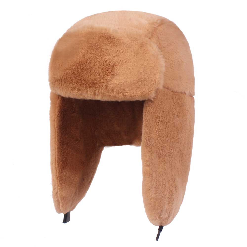 Winter Hat For Womens Bomber Hat Plush Faux Fur Hat Windproof Warm Ear Protect Bomber Hats Russian Ushanka Cap
