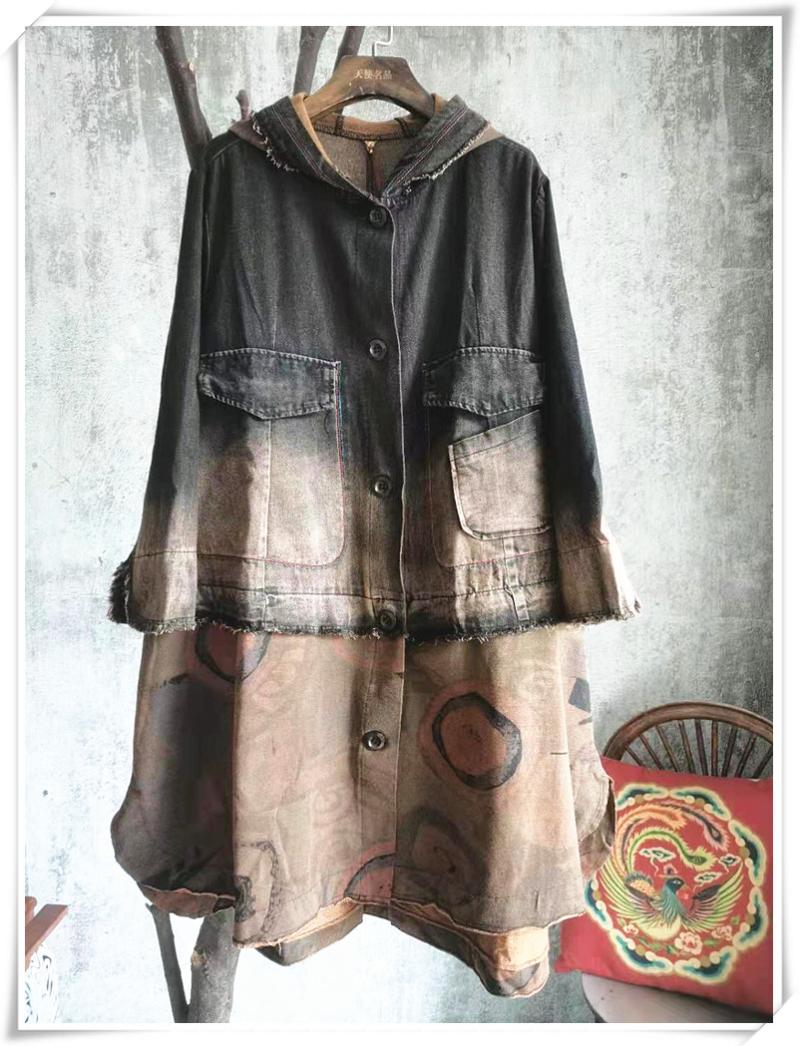 Vintage Style Women Denim And Knitted Patchwork Coat 2021 Printed Trench Front Short Back Long ZQY6968 Women's Coats, Denim stitching
Vintage Style Women Denim And Knitted Patchwork Coat 2021 Printed Trench Front Short Back Long ZQY6968 Women's Coats, Denim stitching