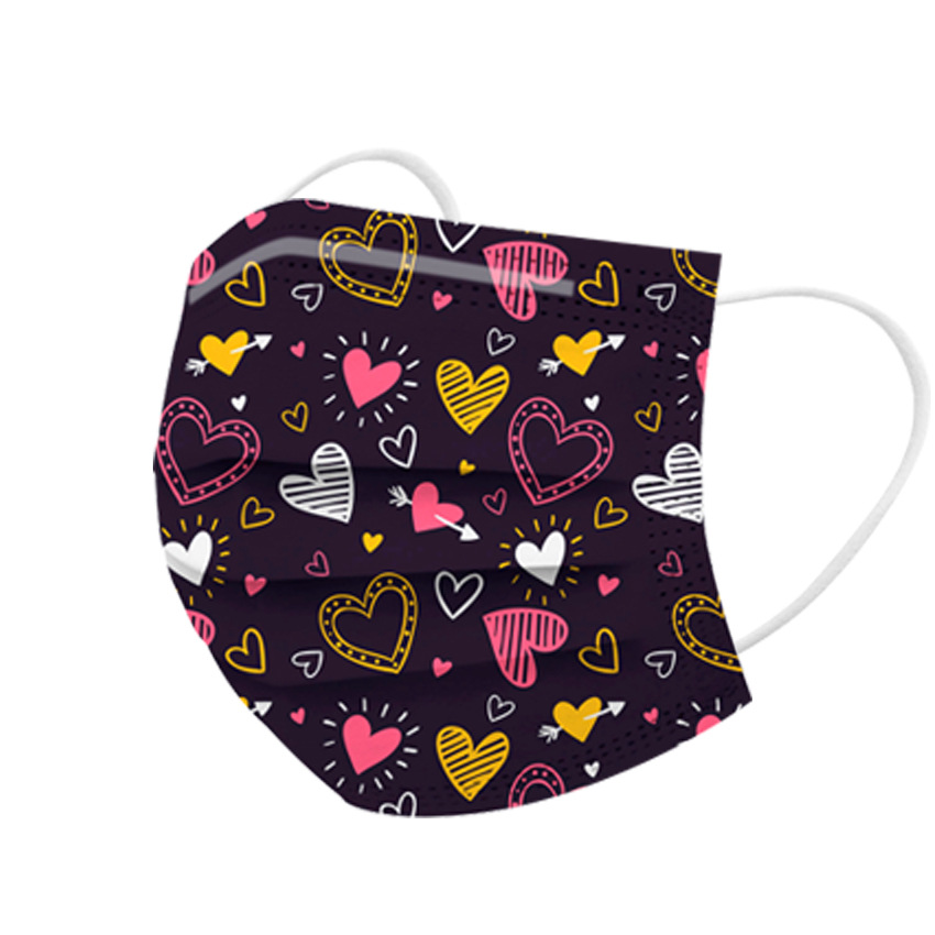 2021 Adult mouth love printing protective mask disposable three-layer non-woven melt-blown
2021 Adult mouth love printing protective mask disposable three-layer non-woven melt-blown
