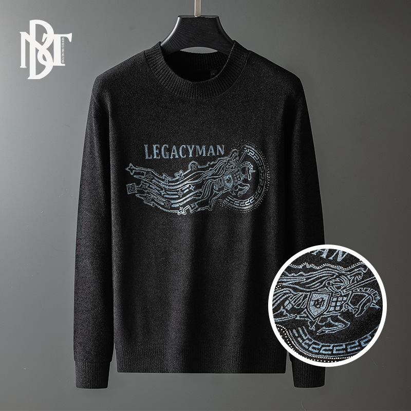 men's sweater autumn new round neck colorful drill bottomed shirt european men's fashion brand sweater, Black;brown
men's sweater autumn new round neck colorful drill bottomed shirt european men's fashion brand sweater, Black;brown