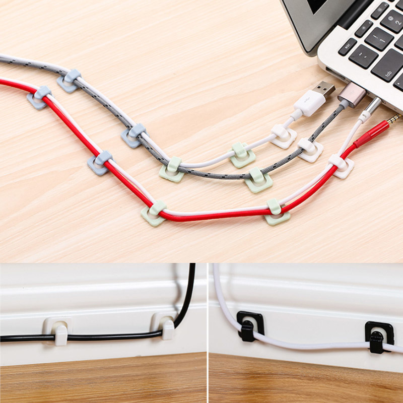 Cable Cord 18 Pcs Desk Wall Organisers Wire Line Organizers Multi Purpose Hooks Fastener Tidy Holder Clips Fixer Hooks Rails