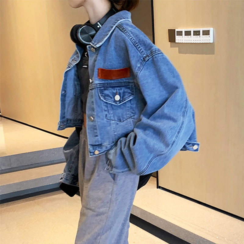 Genayooa Korean Style Coats And Jackets Women Long Sleeve Casual Loose Demin Jeans Coat Streetwear Autumn Winter 210417