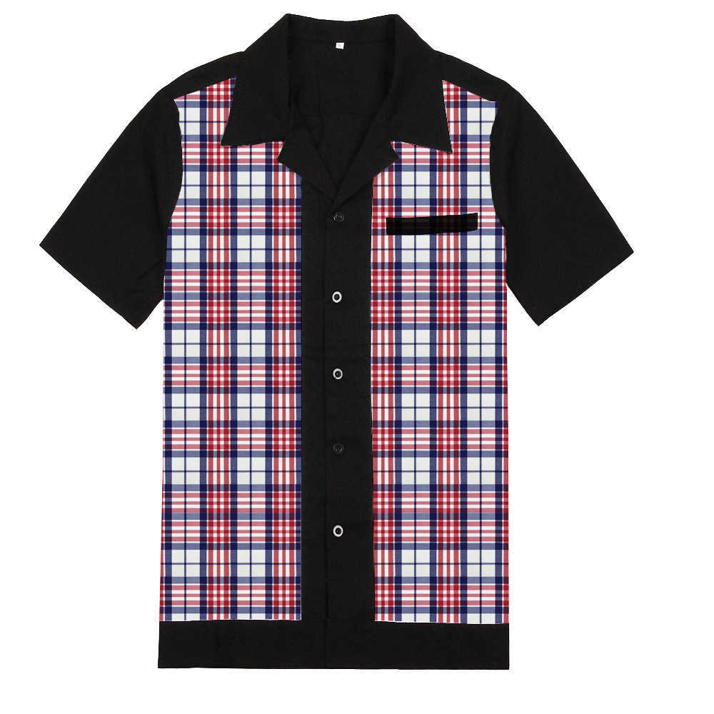 Plaid Shirt Men Designer Shirts Men's Short Sleeve Casual Button Down Shirts Camiseta Retro Hombre Bowling Dress Men's Shirts 210527, Black
Plaid Shirt Men Designer Shirts Men's Short Sleeve Casual Button Down Shirts Camiseta Retro Hombre Bowling Dress Men's Shirts 210527, Black