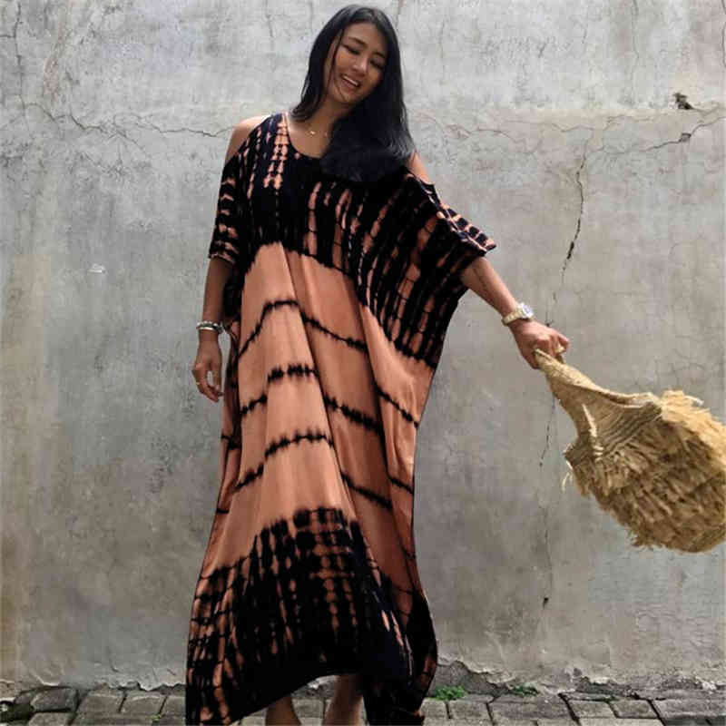 Sexy Bikini Cover-ups Boho Printed Fringed Long Kimono Carfigan Tunic Women Plus Size Beach Wear Swim Suit Cover Up Q1244 210420