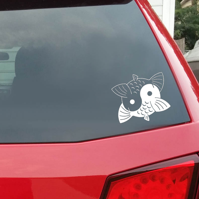 14.8CM*17.8CM Double Fish Yin Yang Vinyl Car Sticker Decal Black Sliver
