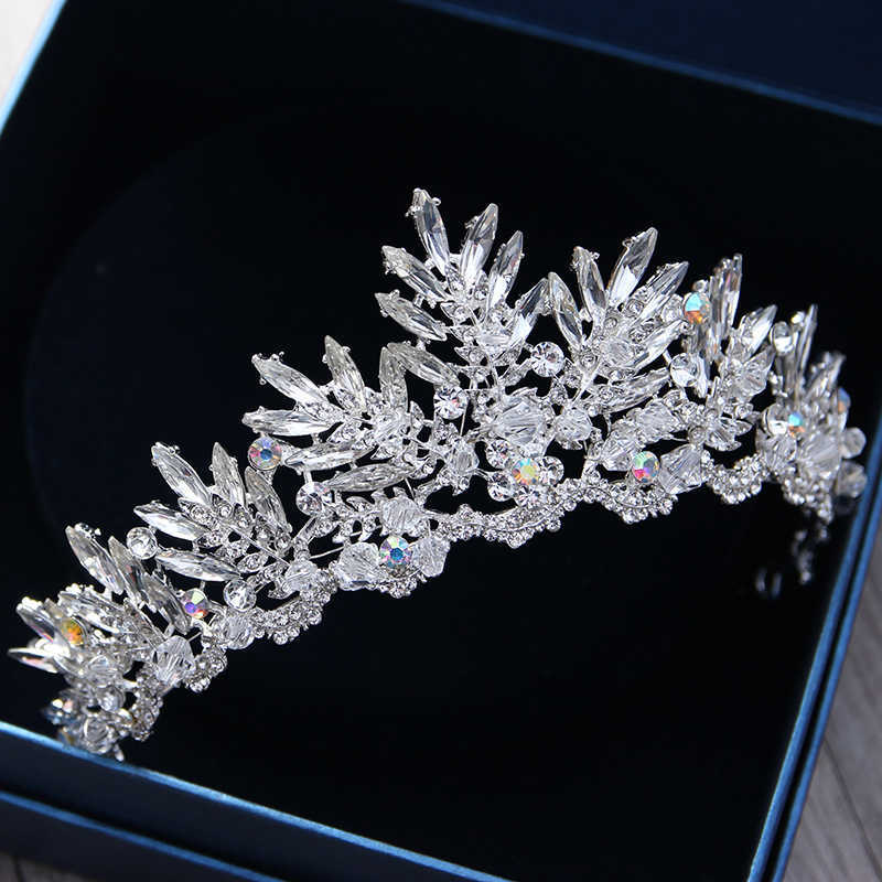 Baroque Bronze Black Red Crystal Beads Bridal Tiaras Diadem Pageant Crown for Bride Headband Wedding Hair Accessories 210707