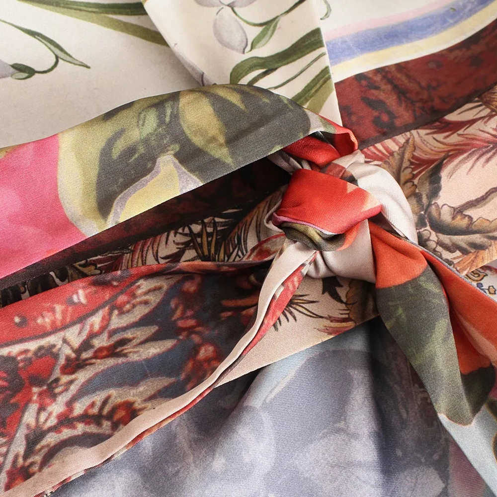 Autumn Casual Retro All-match Jacket Slim Printed Jacket Fashion Double-Breasted Long Sleeved Women Coat Shawl Tops With Belt 211007