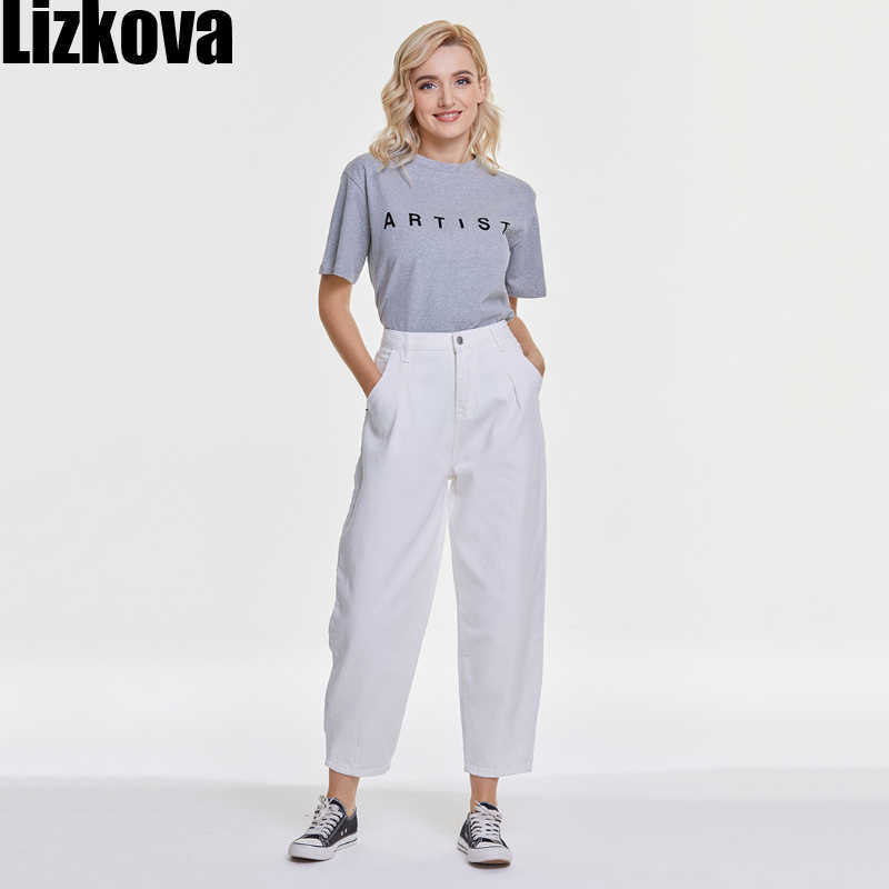 Lizkova Spring White Jeans Woman High Waist Harem Pants Mujer Pantalones Plus Size Casual Streetwear Vaqueros 210922
