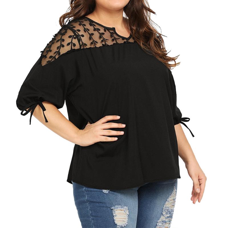 Plus Size T-Shirt Plue Chiffon Tops Blouse Women Sexy Lace Ribbons Lantern Half Sleeve Mesh Perspective Streetwear Casual Shirts Loose Blusa, Black
Plus Size T-Shirt Plue Chiffon Tops Blouse Women Sexy Lace Ribbons Lantern Half Sleeve Mesh Perspective Streetwear Casual Shirts Loose Blusa, Black