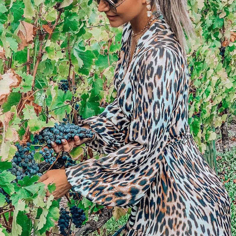 Sexy Leopard Print Bikini Cover-ups Cross Open Back Long Sleeve Summer Dress Women Beach Wear Swim Suit Cover Up A890 210420