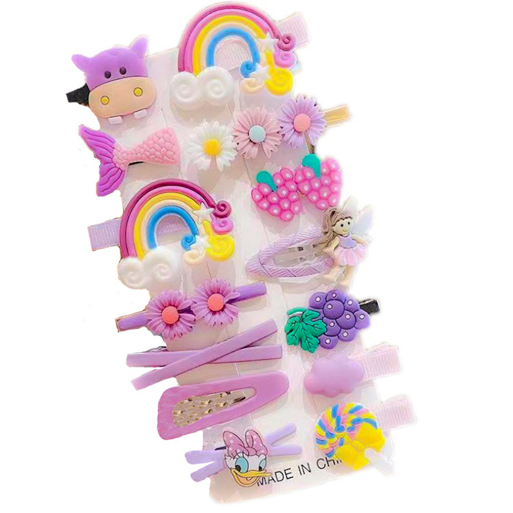 Children's hairpins girls Korea cute princess flowers juvenile side clip bangs 14-piece set of small clips