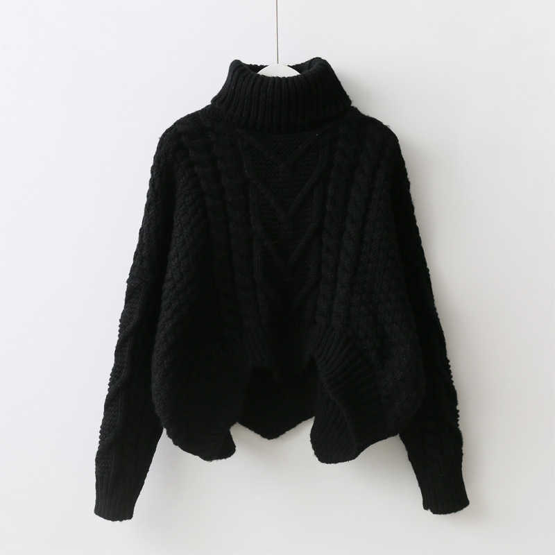 H.SA Women Turtleneck Sweater And Pullovers Spring Winter Harajuku Tops Thick Warm Crop Sweaters Jumpers Twisted Pull Femme 210716