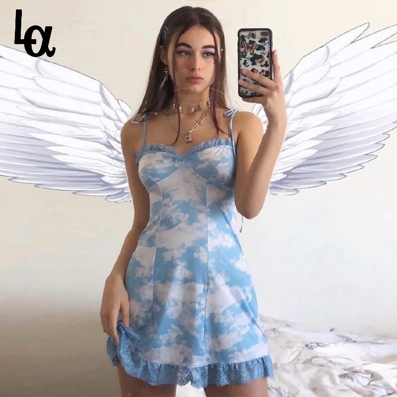 Summer Clouds Print Ruched Ruffles Line Dress Women Sexy Lace Up Spaghetti Strap Bodycon Party Club Mini Vestidos 210519, Blue
Summer Clouds Print Ruched Ruffles Line Dress Women Sexy Lace Up Spaghetti Strap Bodycon Party Club Mini Vestidos 210519, Blue