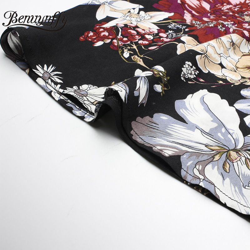 V-neck Tassel Tie Waist Short Sleeve Dresses with Button Women Summer Vacation Boho Casual Print Split Long Dress 210510