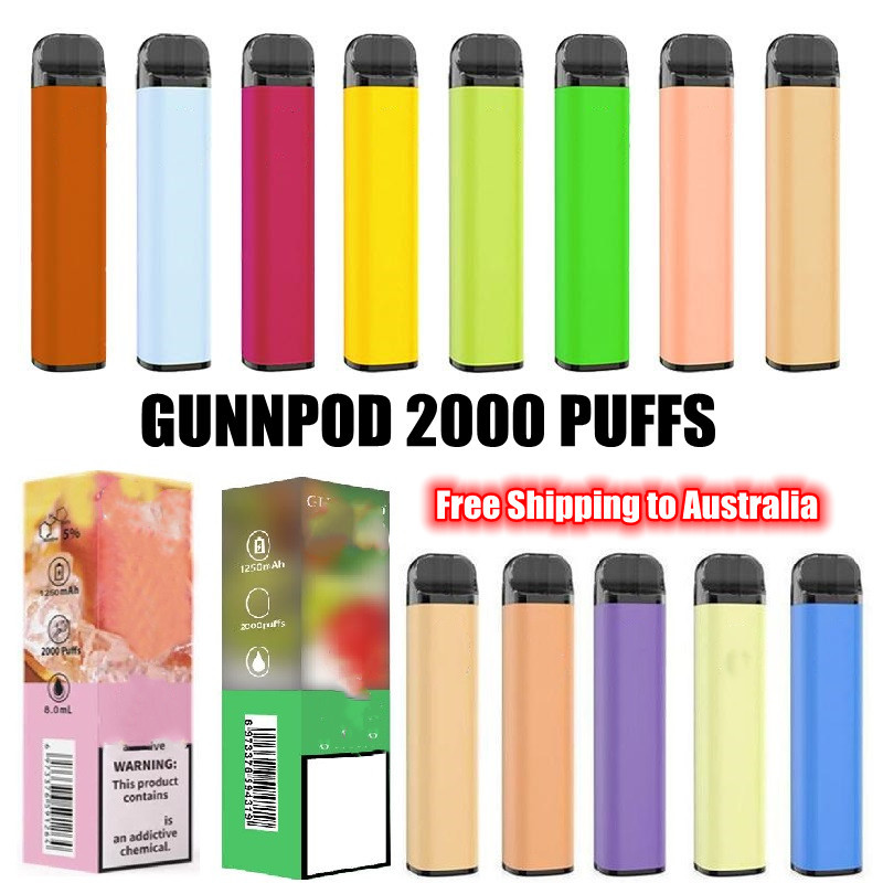GunnPod Disposable Vape 100% Original Electronic Cigarettes Device Kit 2000 Puffs 1250mAh Battery Prefilled 8ml Pod Stick Pen wholesale Australia
GunnPod Disposable Vape 100% Original Electronic Cigarettes Device Kit 2000 Puffs 1250mAh Battery Prefilled 8ml Pod Stick Pen wholesale Australia