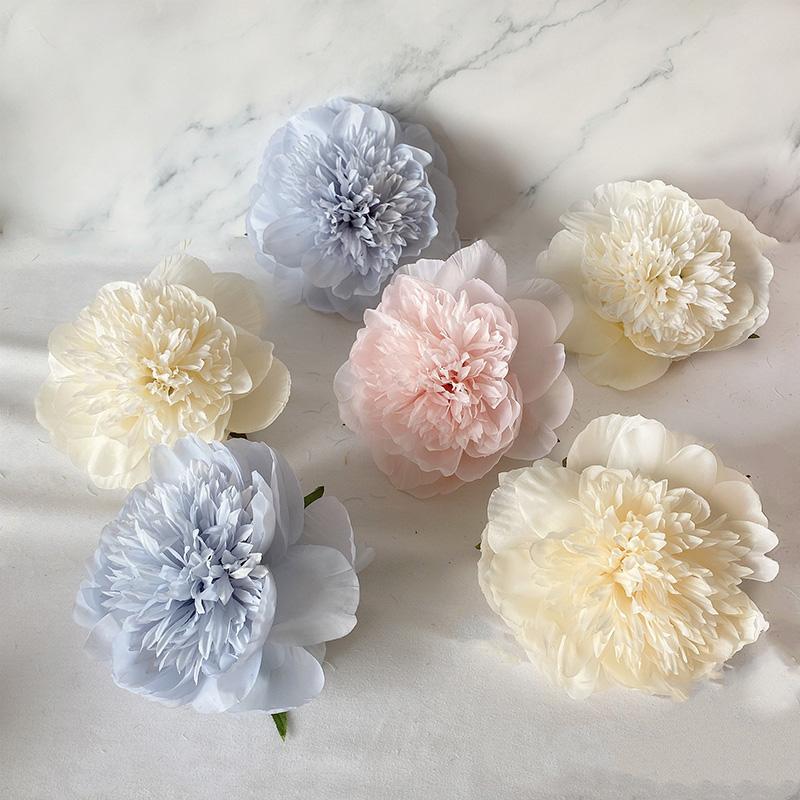 High Quality Peony Artificial Flower Head With Free Stem Silk Clothe Fake For Wedding Home Garden Decoration Decorative Flowers & Wreaths