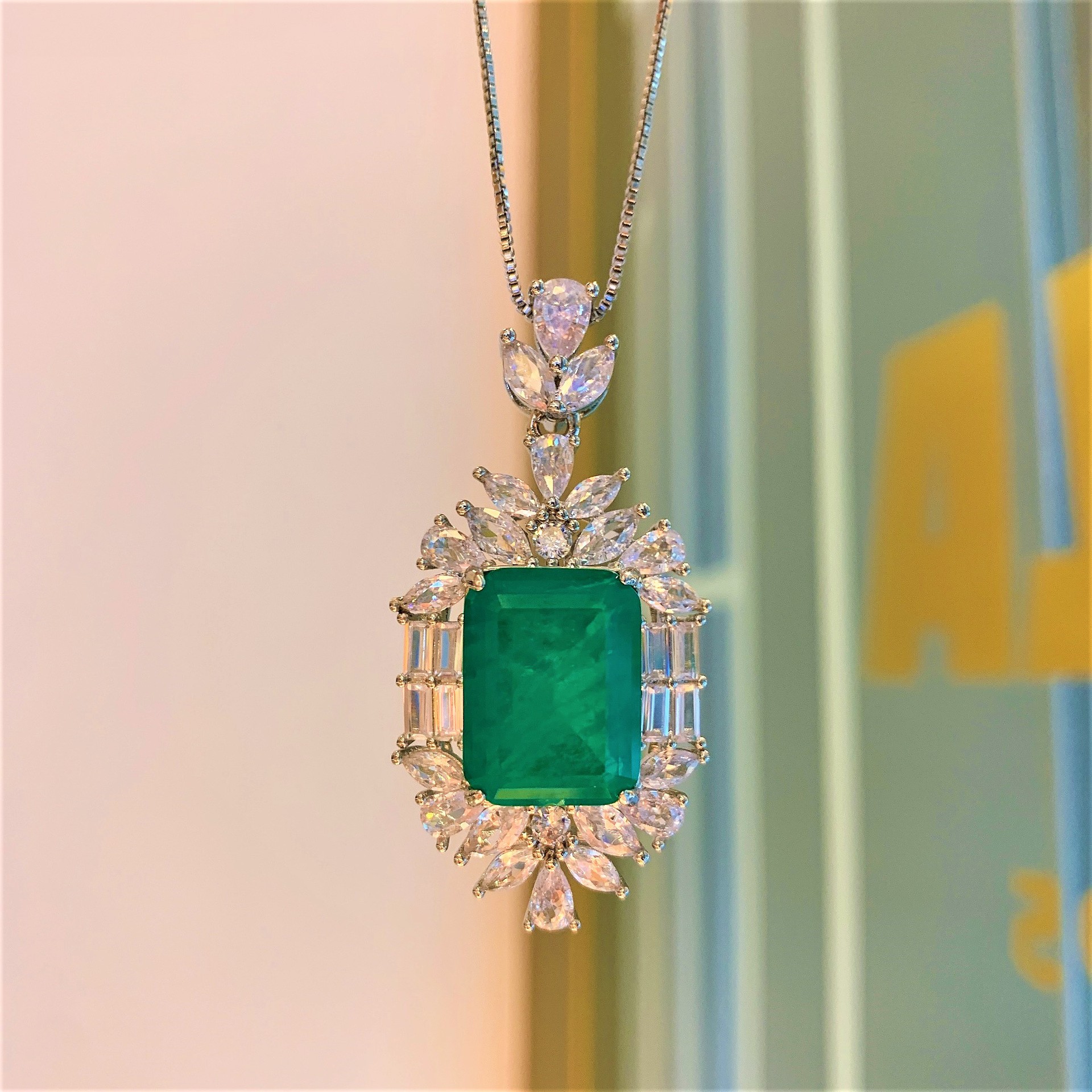 Flower Emerald Diamond Jewelry set Original 925 Sterling Silver Party Wedding Rings Earrings Necklace For Women Vintage Jewelry