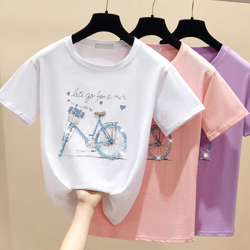 Harajuku Beading Print Pink T Shirt Summer Short Sleeve Women Top White Tshirt Cotton Korean Style T-shirt Women Clothes 210604
Harajuku Beading Print Pink T Shirt Summer Short Sleeve Women Top White Tshirt Cotton Korean Style T-shirt Women Clothes 210604
