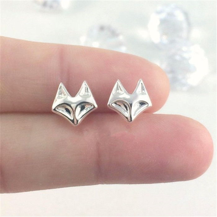 30PCS Gold Silver Dainty Tiny Fox Stud Earrings Cute Cat Head Face Earring Studs Animal Jewelry for women