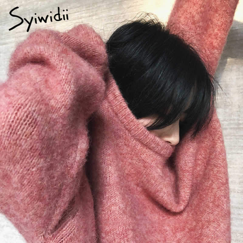Sweater women Cashmere pullover knit winter clothes korean oversized sweater Batwing Sleeve Solid Casual fashion 210914