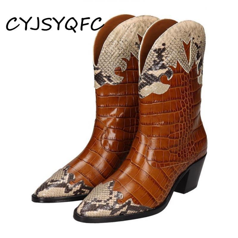 Boots CYJSYQFC Woman Retro Cowboy Snake Pattern Stitching Pointed Mid-Calf Women's Chunky Heel Plus Size Shoes, Black
Boots CYJSYQFC Woman Retro Cowboy Snake Pattern Stitching Pointed Mid-Calf Women's Chunky Heel Plus Size Shoes, Black