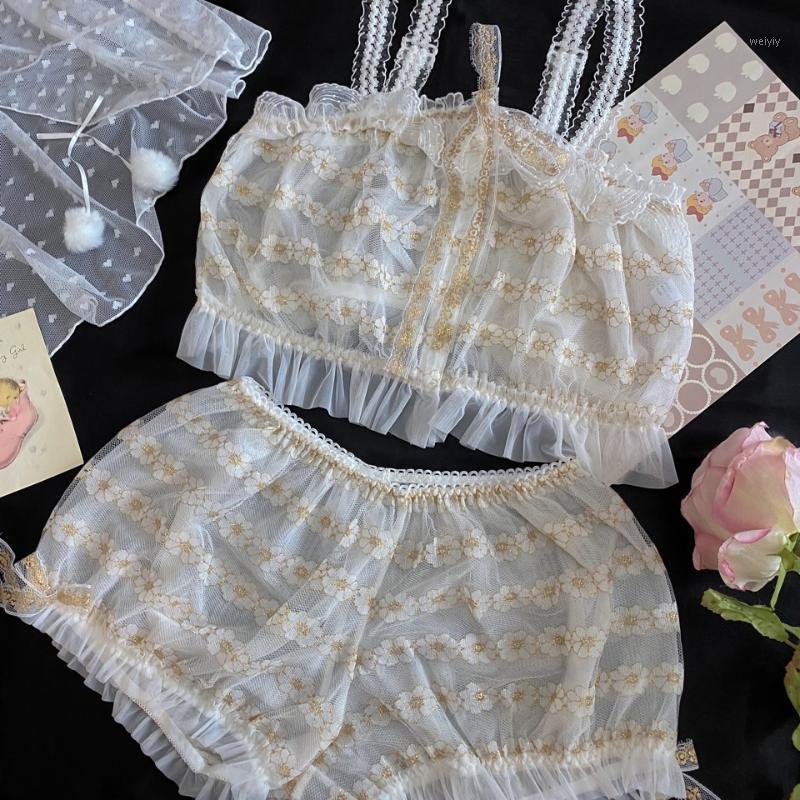 Girl Retro Japanese Flower Embroidery Private Night Gown Suit Transparent Sexy Pajamas Lace Mesh Thin Lingerie Pants Set Bras Sets, As picture show
Girl Retro Japanese Flower Embroidery Private Night Gown Suit Transparent Sexy Pajamas Lace Mesh Thin Lingerie Pants Set Bras Sets, As picture show