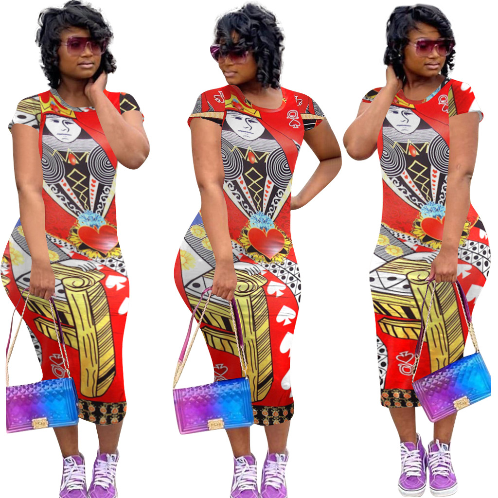 Summer Poker Card Print Women Dress O-ne Short Sleeve Midi Bodycon Pencil Maxi Vestidos Streetwear Party African Long Dresses
Summer Poker Card Print Women Dress O-ne Short Sleeve Midi Bodycon Pencil Maxi Vestidos Streetwear Party African Long Dresses