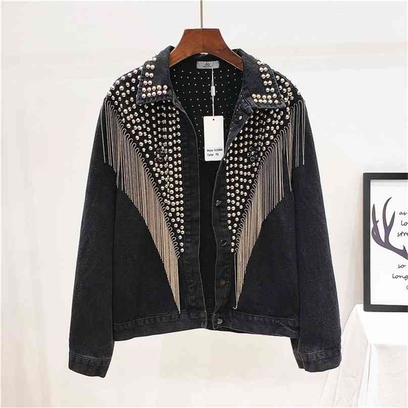 Spring Summer Woman Denim Coat Beading Rivet Vintage Boyfriend Style Jacket Female Chic Fashion Long Sleeve 210603, Black
Spring Summer Woman Denim Coat Beading Rivet Vintage Boyfriend Style Jacket Female Chic Fashion Long Sleeve 210603, Black