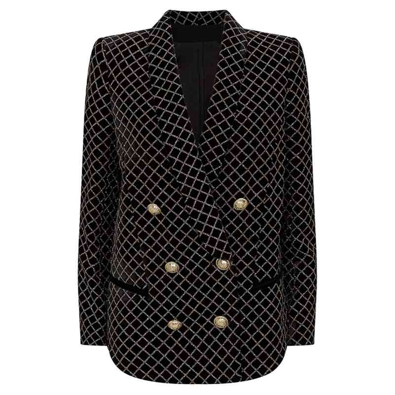 HIGH STREET est Designer Blazer Women's Lion Buttons Shawl Collar Classic Plaid Glitter Embellished Velvet Jacket 210521, Beige 
HIGH STREET est Designer Blazer Women's Lion Buttons Shawl Collar Classic Plaid Glitter Embellished Velvet Jacket 210521, Beige