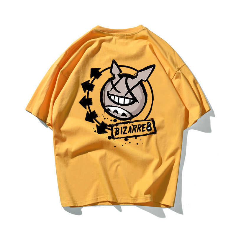 Graffiti Hip Hop Totoro Oversize Couple T Shirt Men Streetwear Harajuku Tshirt Short Sleeve Cotton Loose HipHop T-Shirt Basic 210603