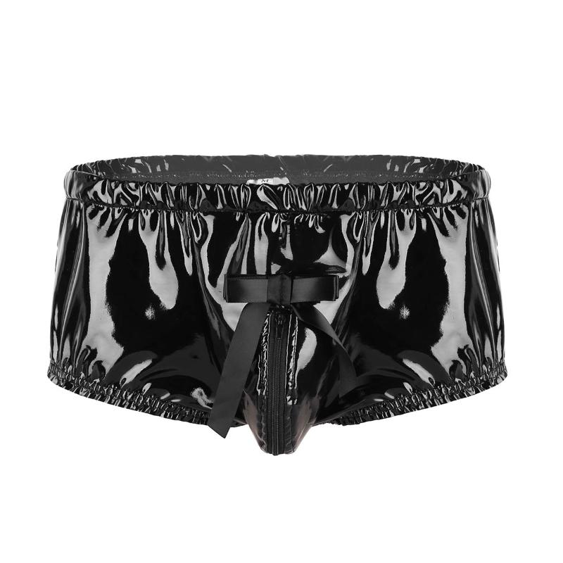 Underpants Mens Exotic Lingerie Patent Leather Underwear Wet Look Zippered Bulge Pouch Back Frilly Ruffled High Cut Low Rise Briefs Panties, Black
Underpants Mens Exotic Lingerie Patent Leather Underwear Wet Look Zippered Bulge Pouch Back Frilly Ruffled High Cut Low Rise Briefs Panties, Black