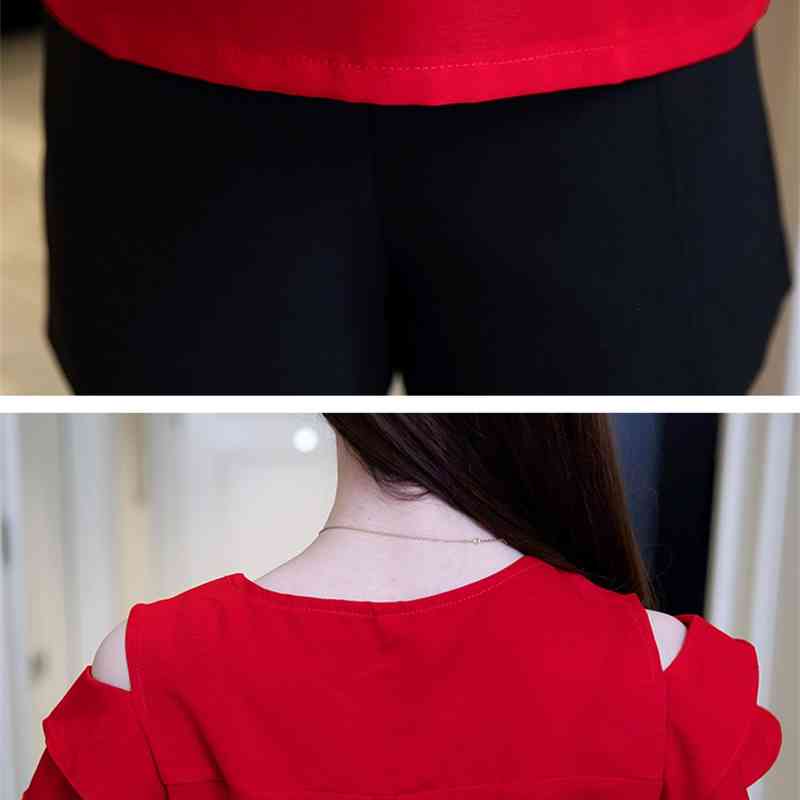 Fashion White Chiffon Blouse Women Shirt Short Sleeve V Collar Summer Tops Blouses Blusas Female Clothing 0081 30 210506