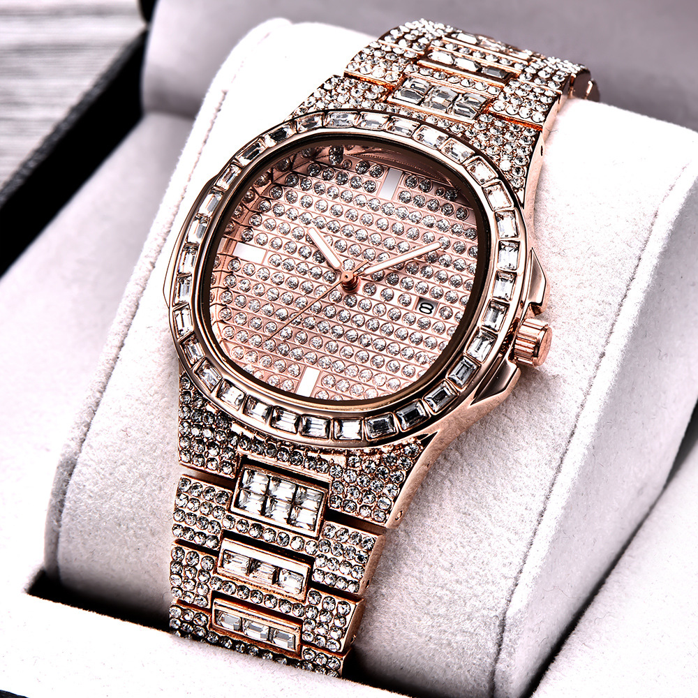 Men Full Cubic Zirconia Super Shiny Watches Fashion Date Quartz Watch Wristwatches Bing Iced Out HipHop Accessories Wristwatch Stainless Steel Buckle 4 Color, Rose
Men Full Cubic Zirconia Super Shiny Watches Fashion Date Quartz Watch Wristwatches Bing Iced Out HipHop Accessories Wristwatch Stainless Steel Buckle 4 Color, Rose