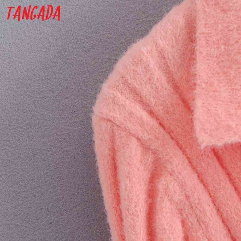 Women Elegant Pink Striped with Slash Jumper Lady Fashion Short Knitted Cardigan Coat 3H174 210416