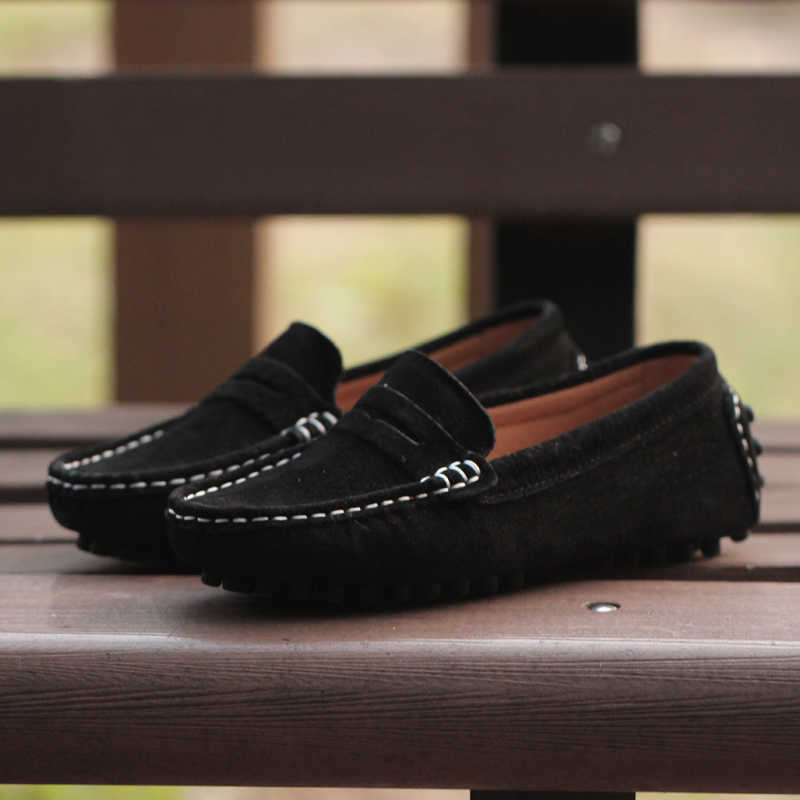 Kids Shoes Genuine Leather Shoes Loafers For Girls Large Size 2019 New Fashion Sneakers Children Peas Shoes Casual Boys Walking Y0809