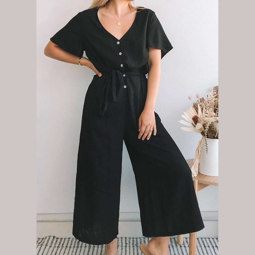 BBWM Summer Women Jumpsuit Sashes O-Neck Short SLeeve Jumpsuits Chic Lady Fashion Casual Women Clothes 210520
