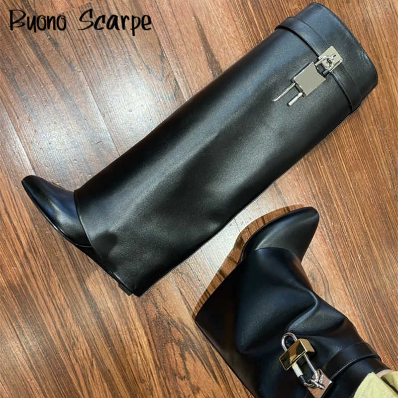 Boot Genuine women's boots with shark buckle high quality pointed wedge shoes black heel design knee style 0903, Custom products
Boot Genuine women's boots with shark buckle high quality pointed wedge shoes black heel design knee style 0903, Custom products