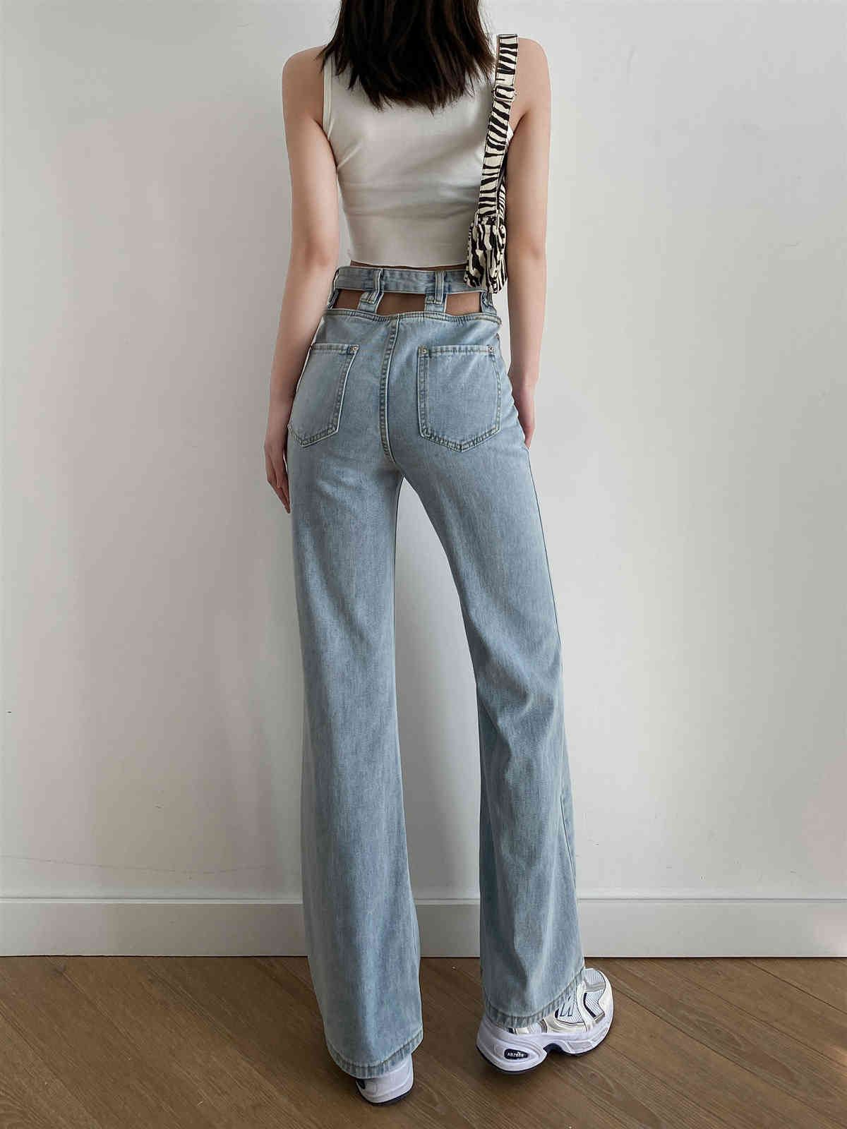 Spring 90s Vintage Hollow Out High Waist Jeans Women Mum Denim Pants Loose Street Casual Wide Leg Long Trousers 210429