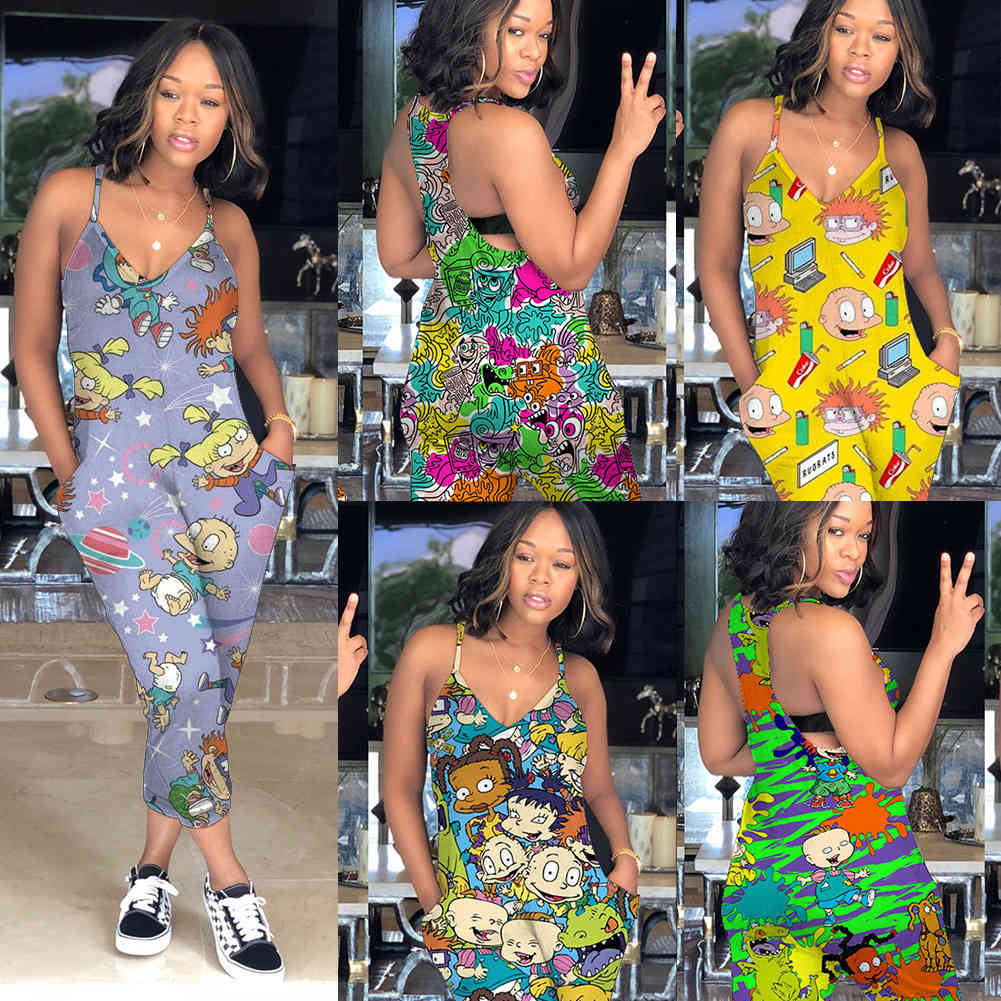 Designer Summer Women Cartoon Printed Jumpsuit Romper V-neck Sleeveless Haren Ankle Length Playsuit 8602, Mix colors
Designer Summer Women Cartoon Printed Jumpsuit Romper V-neck Sleeveless Haren Ankle Length Playsuit 8602, Mix colors