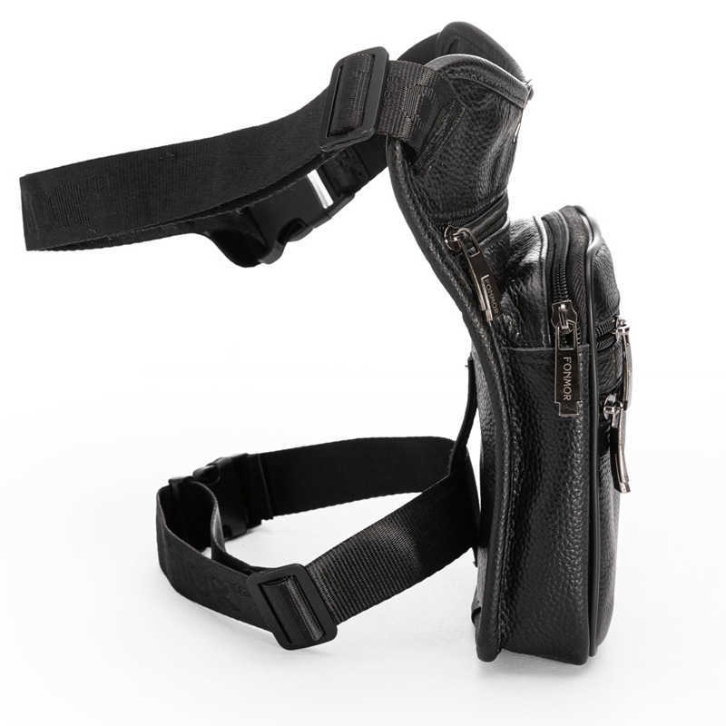 Men Genuine Leather Drop Leg Bag Waist Crossbody Fanny Pack Belt Hip Bum Travel Riding Motorcycle Messenger Shoulder 211006