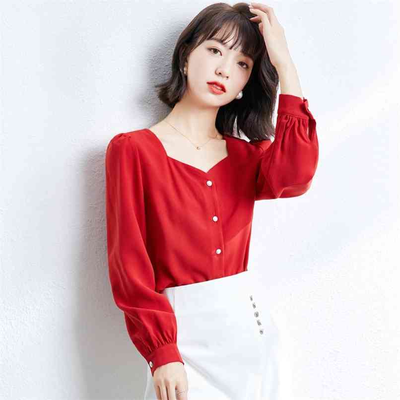 Fashion chiffon shirt women spring women's Korean style long-sleeved temperament design western blouse 210520, Red
Fashion chiffon shirt women spring women's Korean style long-sleeved temperament design western blouse 210520, Red