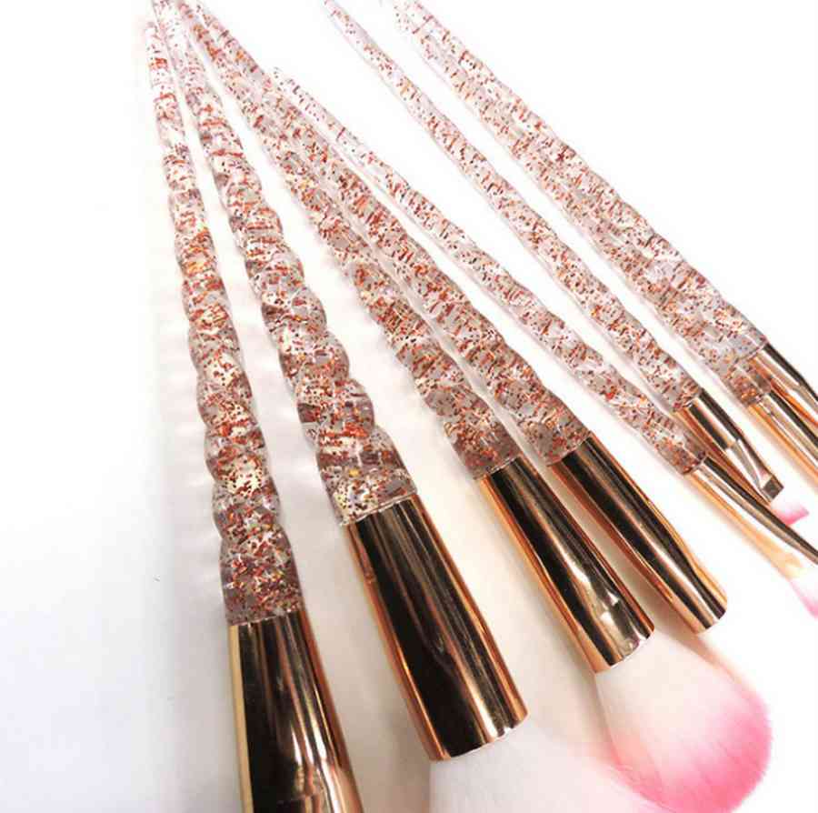 100sets 8pcs/set Crystal Unicorn Brush Makeup Brush Set Eyebrow Brush Rose Golden Portable Brushes Brocha De Maquillaje