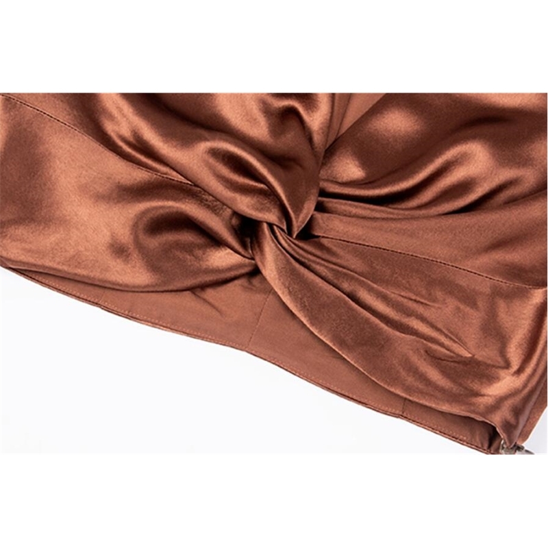 Brief Pleated Temperament Satin Crop Shirt Women Sexy Cross V neck Hem Tie Pullovers Blouse Short Tops 210429